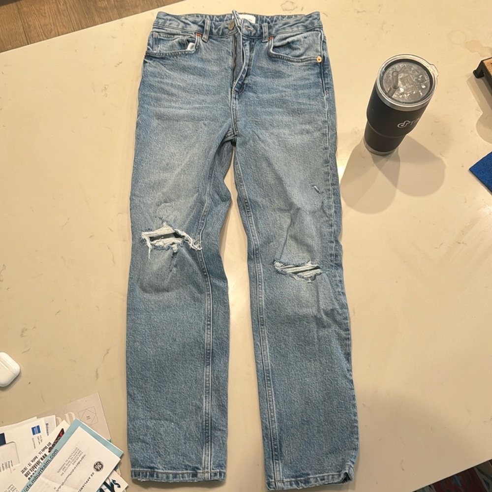 Zara light wash denim jeans slim fit